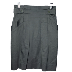 BCBG Gray Pencil Skirt with Ruffle Waist and Pockets